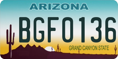 AZ license plate BGF0136
