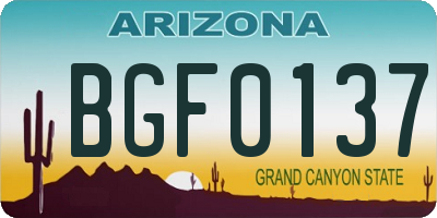 AZ license plate BGF0137