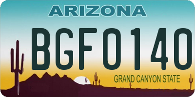AZ license plate BGF0140