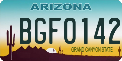 AZ license plate BGF0142