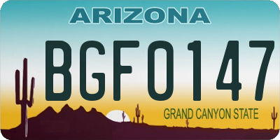 AZ license plate BGF0147
