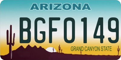 AZ license plate BGF0149