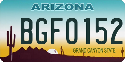 AZ license plate BGF0152