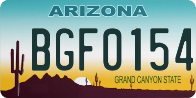 AZ license plate BGF0154