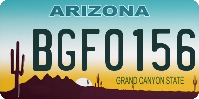 AZ license plate BGF0156