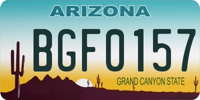 AZ license plate BGF0157
