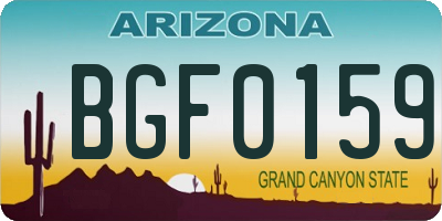 AZ license plate BGF0159