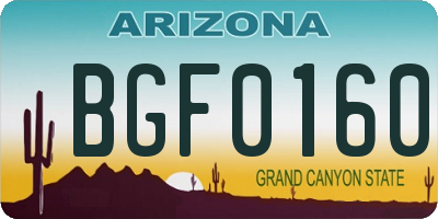 AZ license plate BGF0160