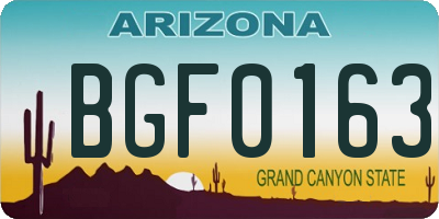 AZ license plate BGF0163