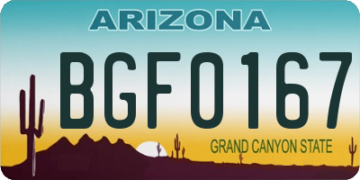 AZ license plate BGF0167