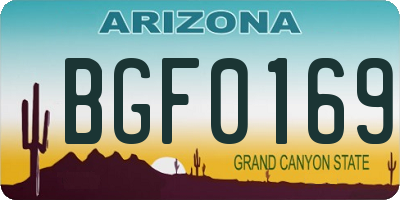 AZ license plate BGF0169