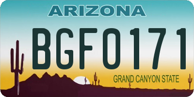 AZ license plate BGF0171