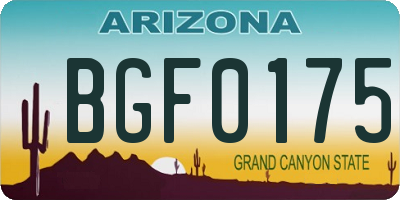 AZ license plate BGF0175