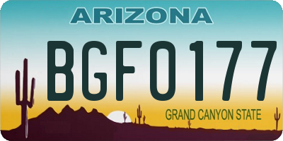 AZ license plate BGF0177
