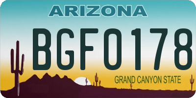 AZ license plate BGF0178