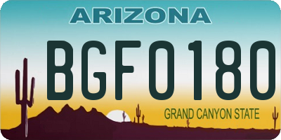 AZ license plate BGF0180