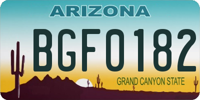 AZ license plate BGF0182