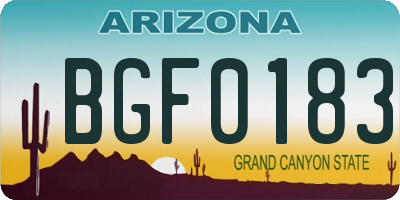 AZ license plate BGF0183