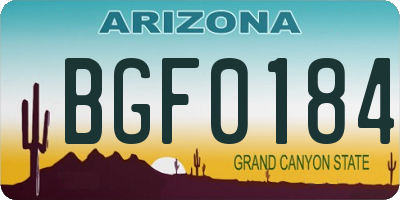 AZ license plate BGF0184