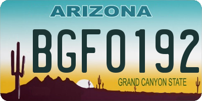AZ license plate BGF0192