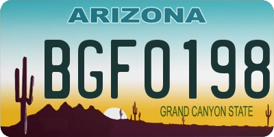 AZ license plate BGF0198