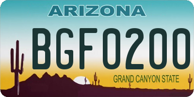AZ license plate BGF0200