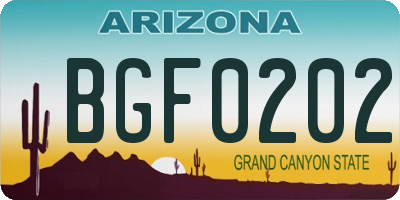 AZ license plate BGF0202