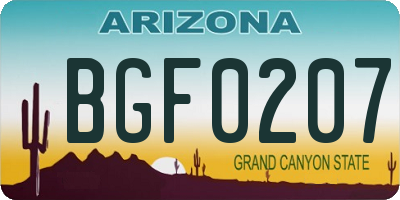 AZ license plate BGF0207