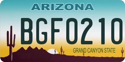 AZ license plate BGF0210