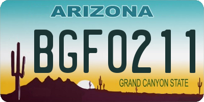 AZ license plate BGF0211