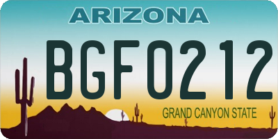 AZ license plate BGF0212