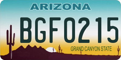 AZ license plate BGF0215