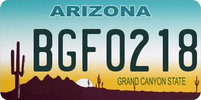 AZ license plate BGF0218