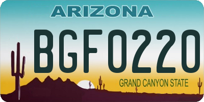 AZ license plate BGF0220