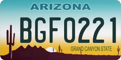 AZ license plate BGF0221