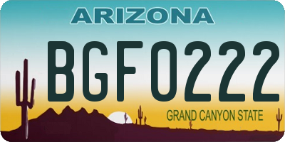 AZ license plate BGF0222