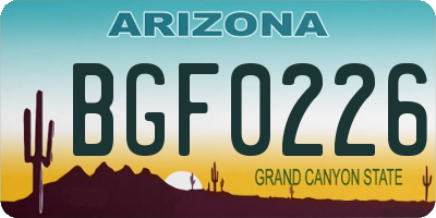 AZ license plate BGF0226