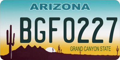 AZ license plate BGF0227
