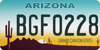 AZ license plate BGF0228