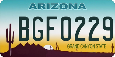 AZ license plate BGF0229