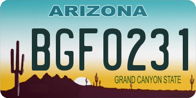 AZ license plate BGF0231