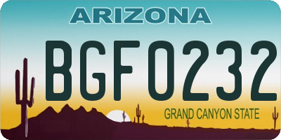 AZ license plate BGF0232