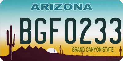AZ license plate BGF0233