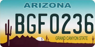 AZ license plate BGF0236