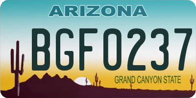AZ license plate BGF0237