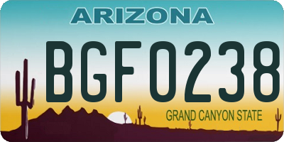 AZ license plate BGF0238