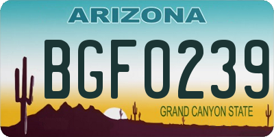 AZ license plate BGF0239