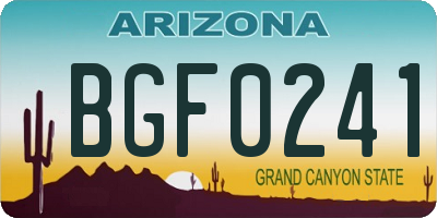 AZ license plate BGF0241