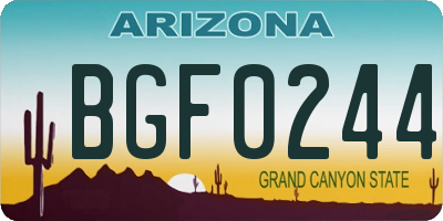 AZ license plate BGF0244