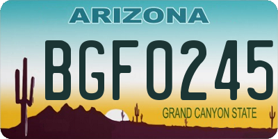 AZ license plate BGF0245